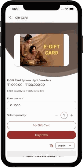 New Light Jewellers app: gift cards