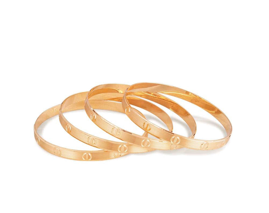 Fancy Love Style Solid Gold Bangles