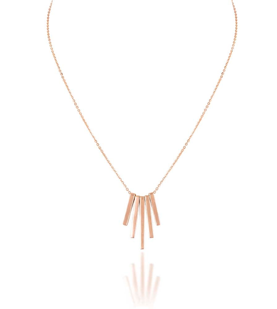 Unique Stylish Sleek Chain With Rose Gold Bar Design Pendant
