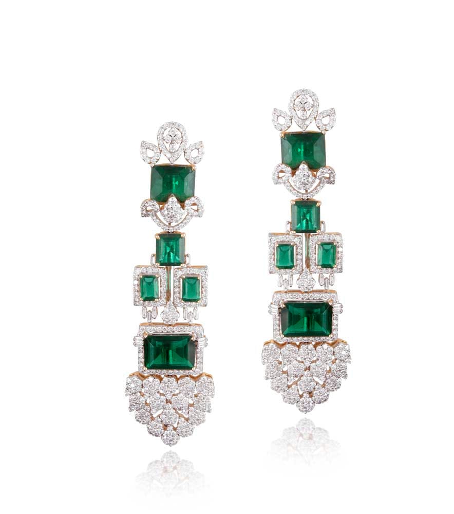 Emerald Green Designer Dimond Earings