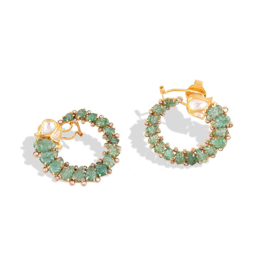 Faishonable Emerald Designer Diamond Studded Earings