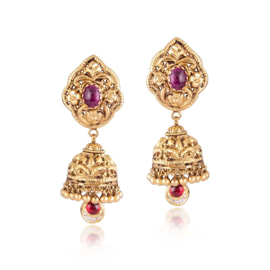 Trending Jhumka Designer Antique Earings With Colorstone