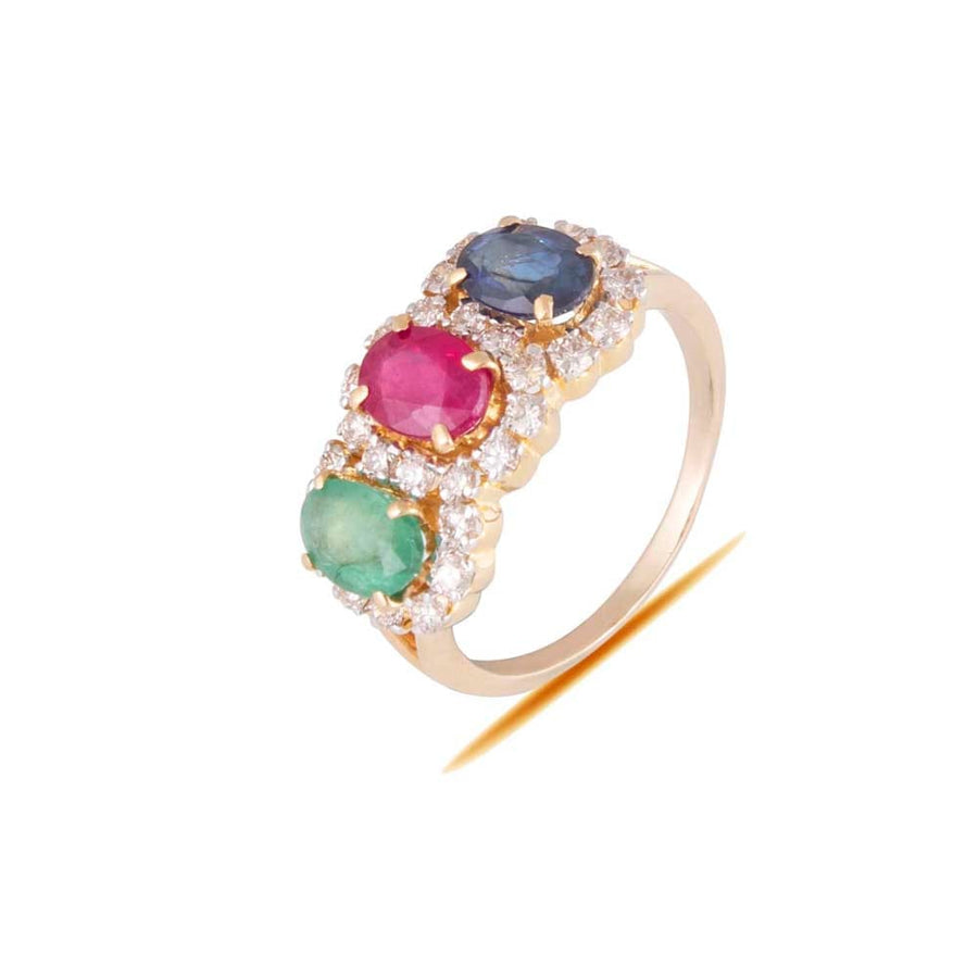 Glorious Ring Studded With Diamond and Exclusive Three Colorstone