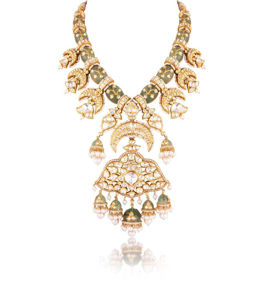 Long Kundan Jadau Set With Russian Emeralds